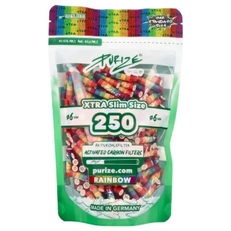 Purize - Filtry węglowe XTRA-SLIM 250szt 6mm RAINBOW