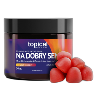 TOPICAL Żelki CBD Wiśniowe z melatoniną Na Dobry Sen FORTE kozłek + chmiel